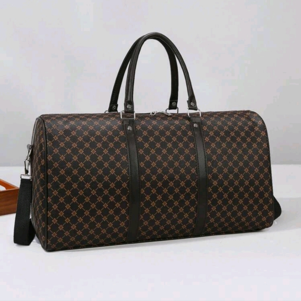 Luxury Brown Patterned Unisex Duffel Bag
